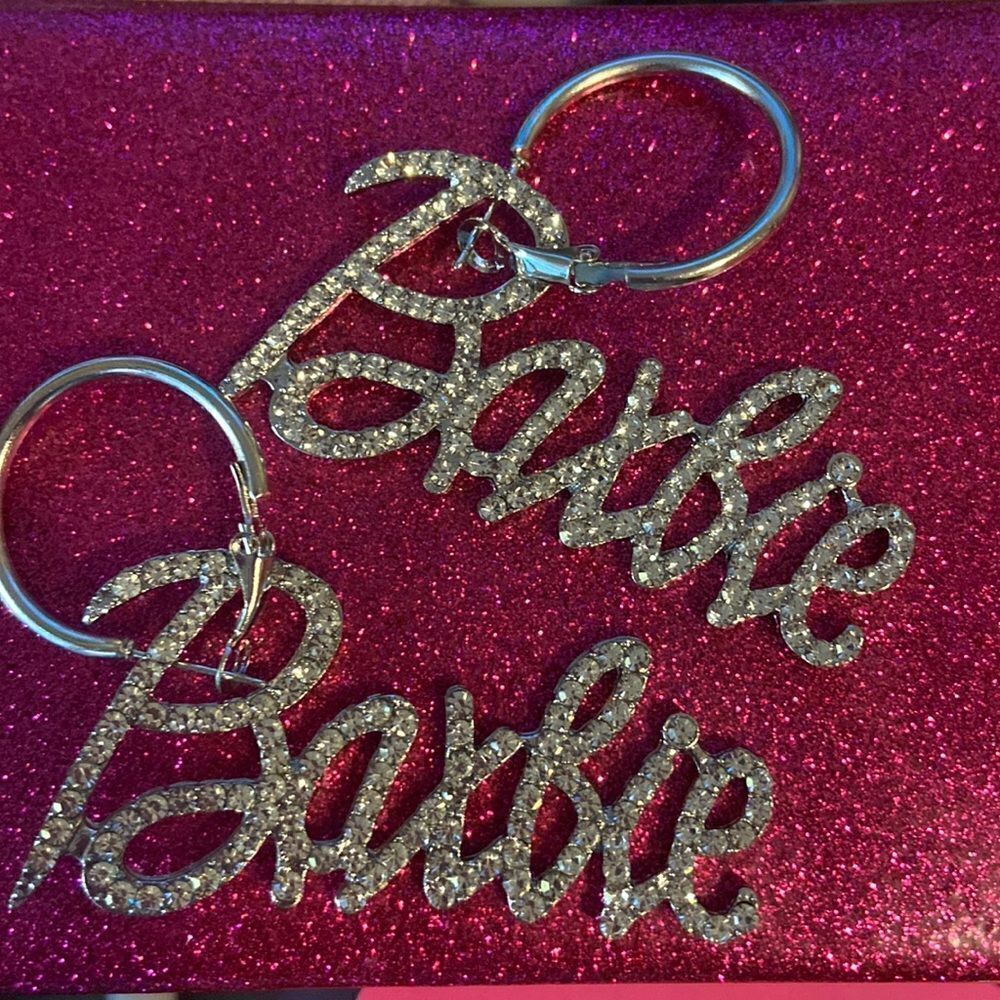 Barbie Crystal Bling Hoop Earrings New